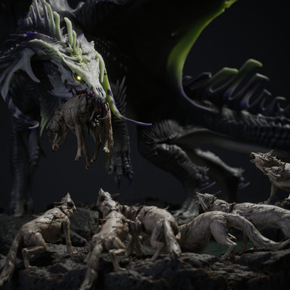 Black Dragon Hunt | D&D TTRPG Mini | Rescale Miniatures