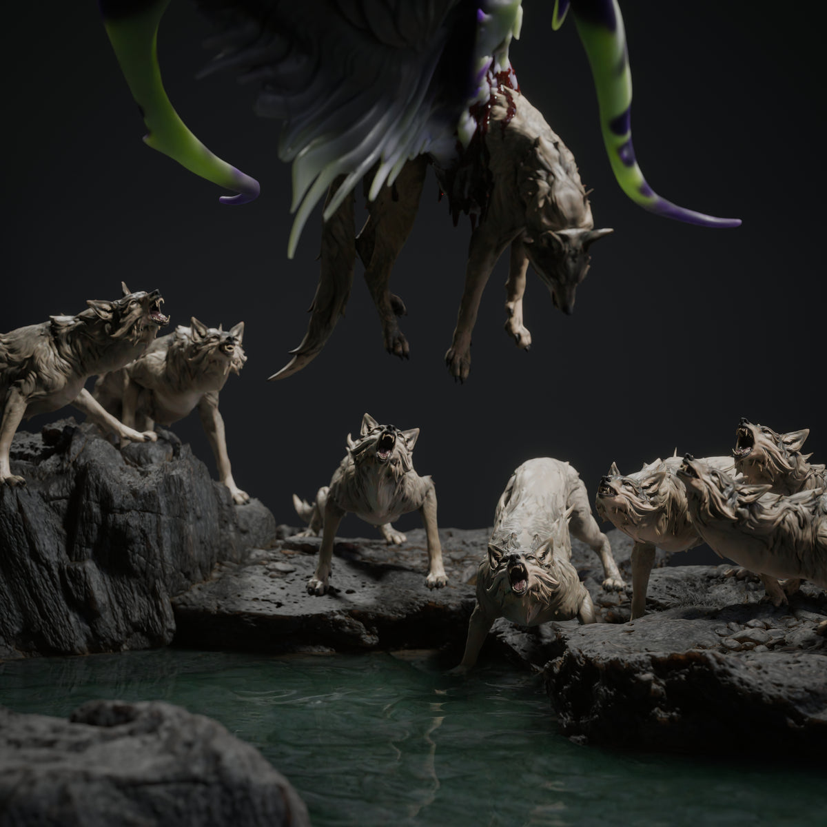 Black Dragon Hunt | D&D TTRPG Mini | Rescale Miniatures