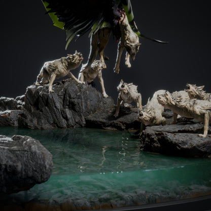Black Dragon Hunt | D&D TTRPG Mini | Rescale Miniatures