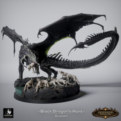 Black Dragon Hunt | D&D TTRPG Mini | Rescale Miniatures