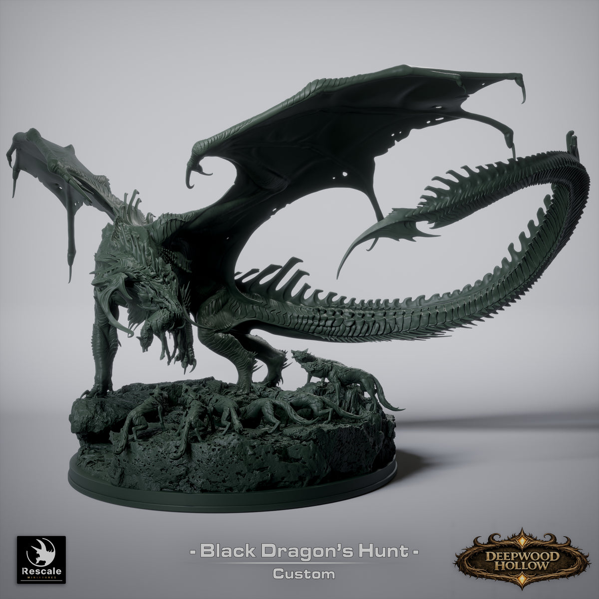 Black Dragon Hunt | D&D TTRPG Mini | Rescale Miniatures