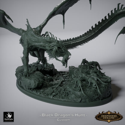 Black Dragon Hunt | D&D TTRPG Mini | Rescale Miniatures