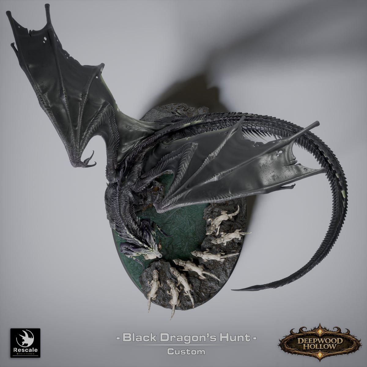 Black Dragon Hunt | D&D TTRPG Mini | Rescale Miniatures