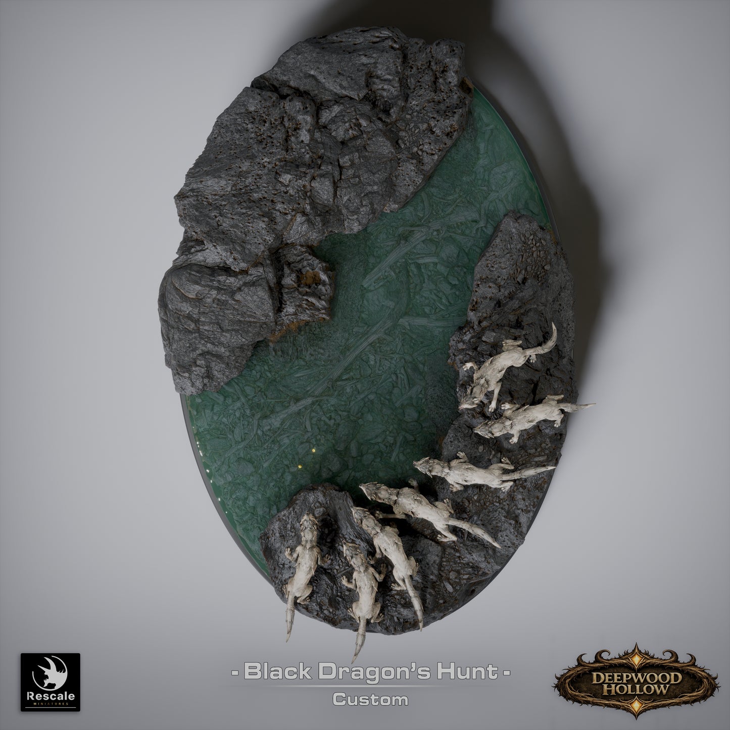 Black Dragon Hunt | D&D TTRPG Mini | Rescale Miniatures