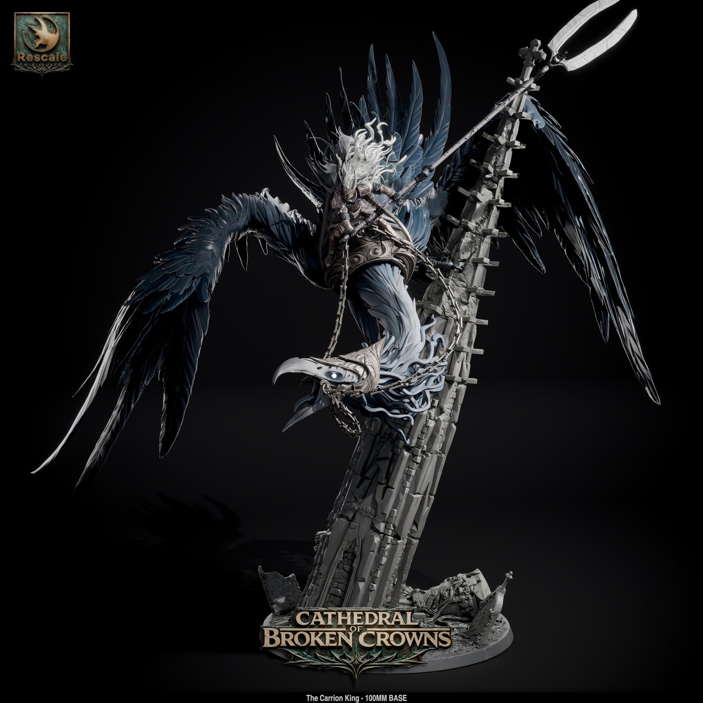 Detailed resin miniature of Carrion King from Cathedral of Broken Crowns by Tattles Told 3D, featuring dark, intricate design.