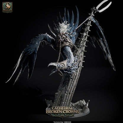 Detailed resin miniature of Carrion King from Cathedral of Broken Crowns by Tattles Told 3D, featuring dark, intricate design.