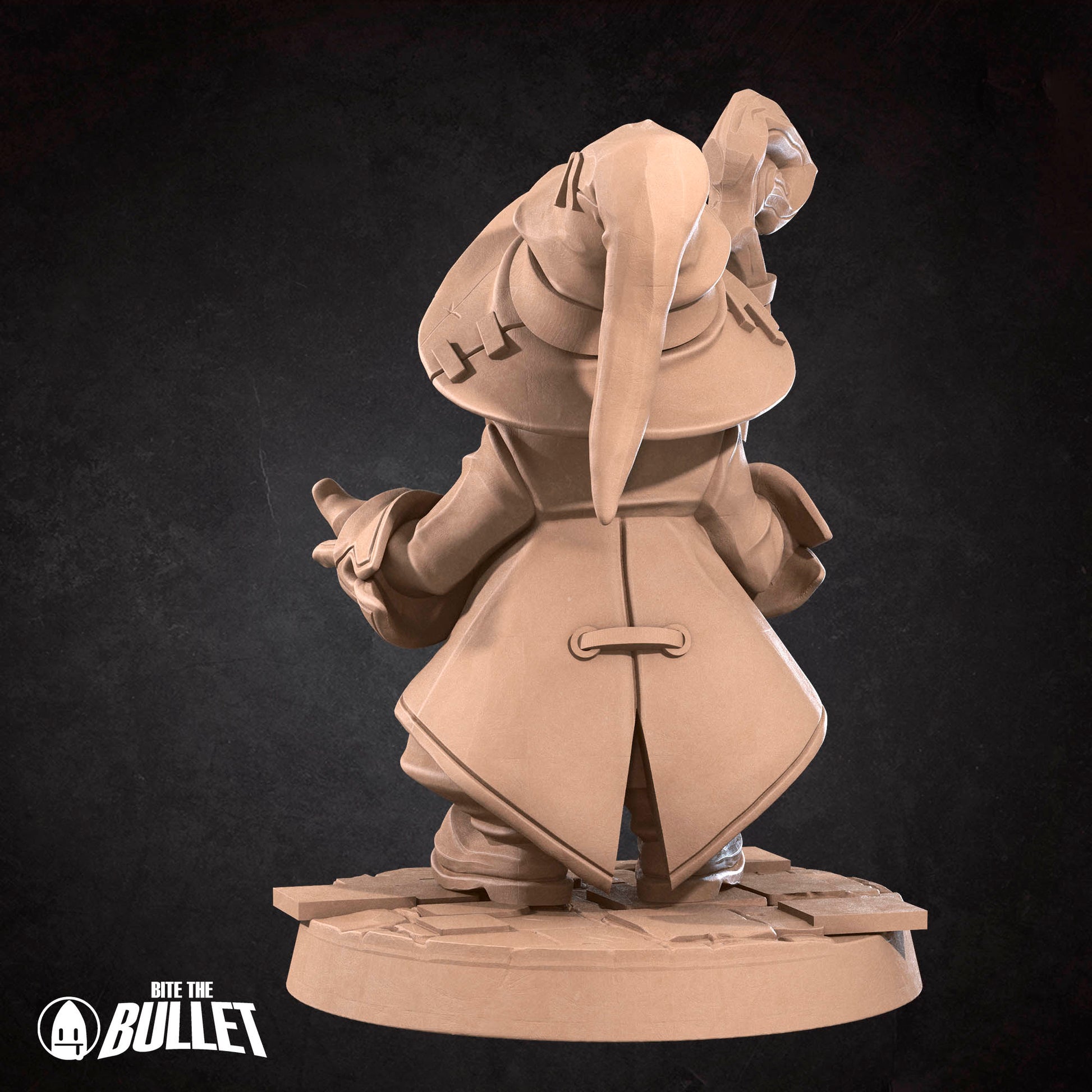 Black Mage D&D TTRPG miniature by Tattles Told 3D, featuring a detailed black-robed mage with staff and magical effects.