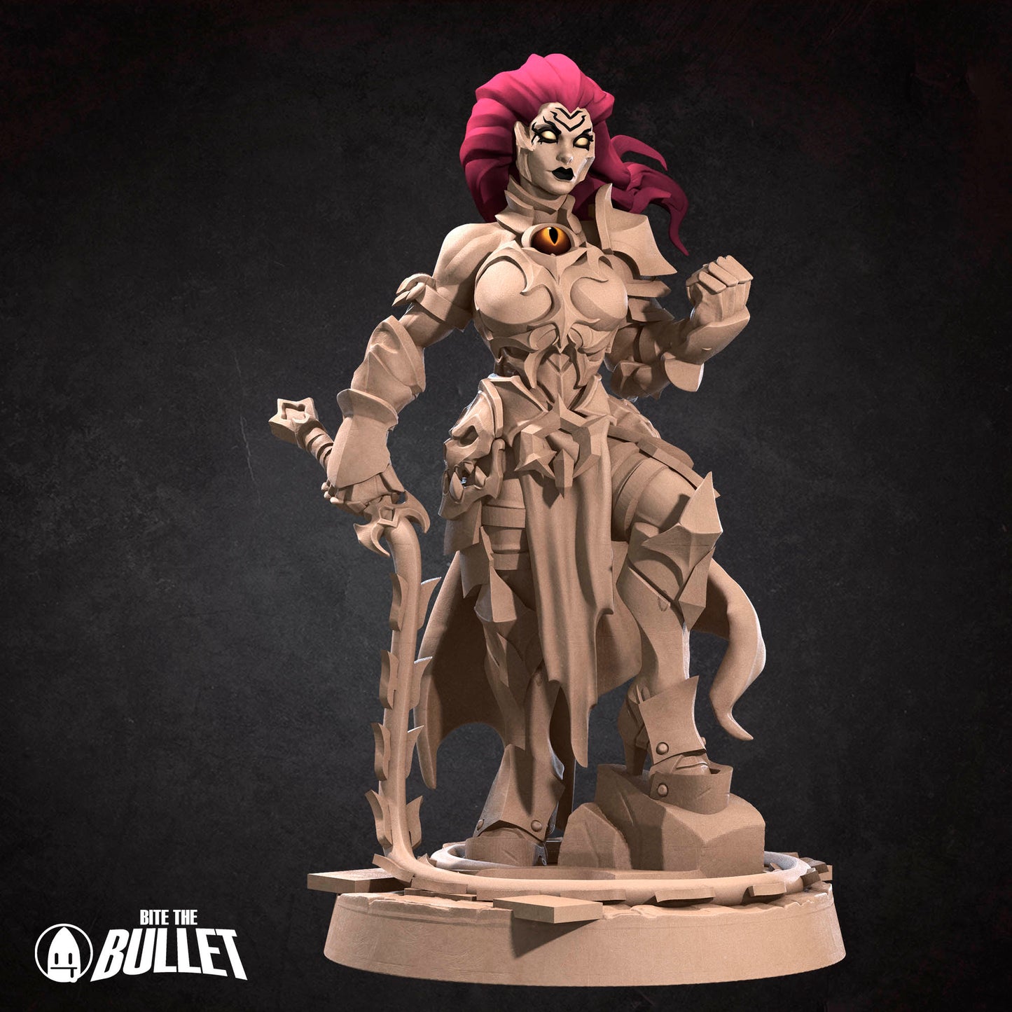 Black Demon Rider miniature from Tattles Told 3D, featuring a detailed black demon figure for D&D TTRPG gaming.