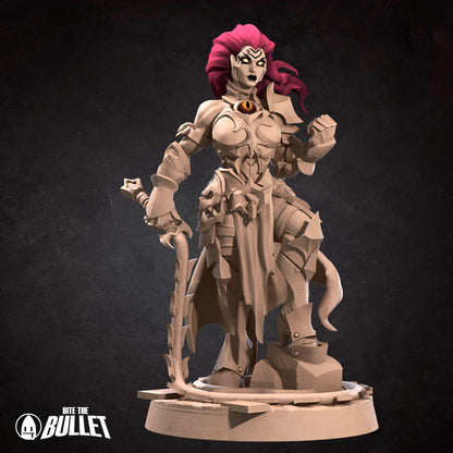 Black Demon Rider miniature from Tattles Told 3D, featuring a detailed black demon figure for D&D TTRPG gaming.