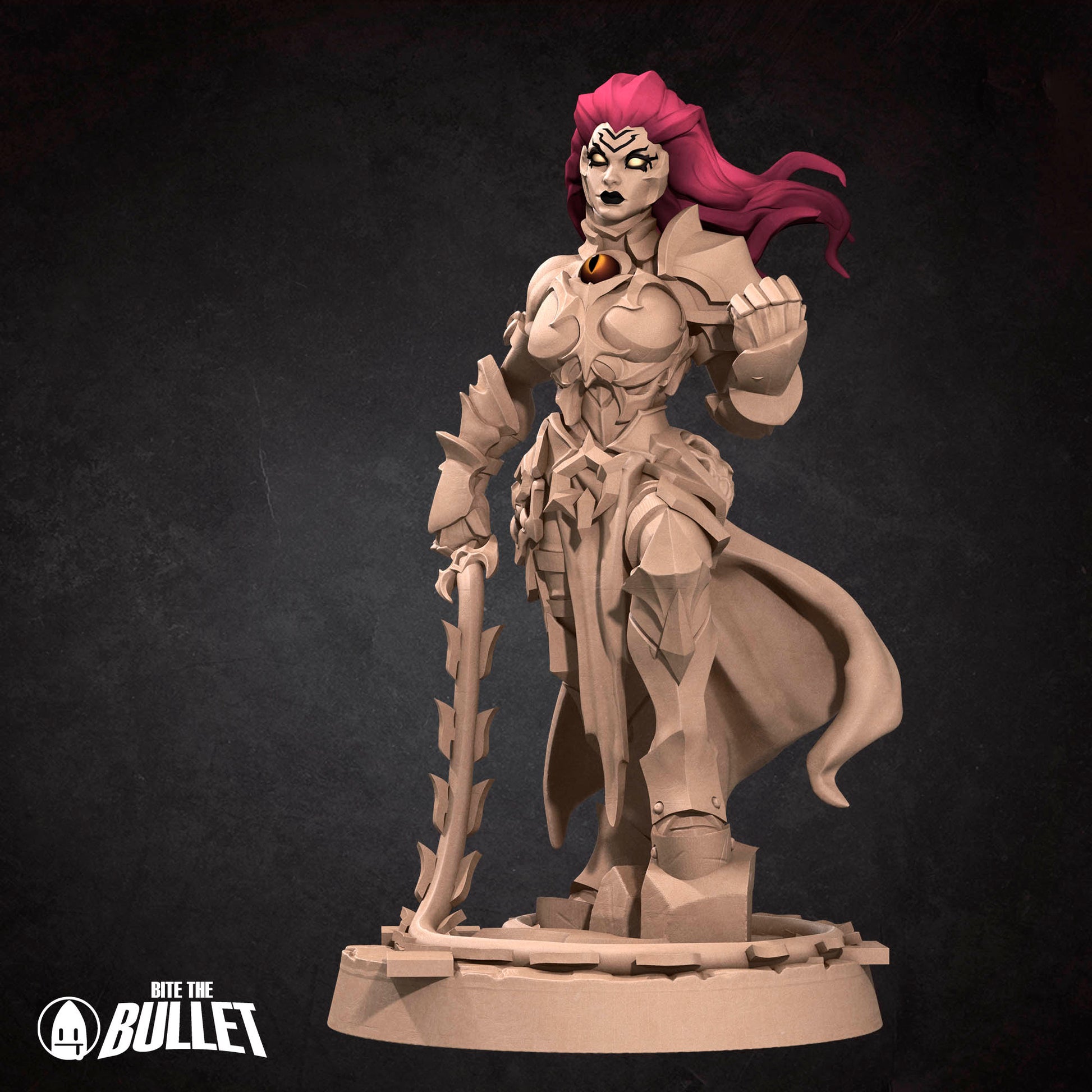 Black Demon Rider miniature from Tattles Told 3D, featuring a detailed black demon figure for D&D TTRPG gameplay.