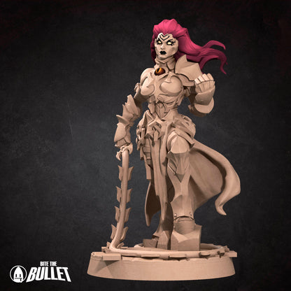 Black Demon Rider miniature from Tattles Told 3D, featuring a detailed black demon figure for D&D TTRPG gameplay.