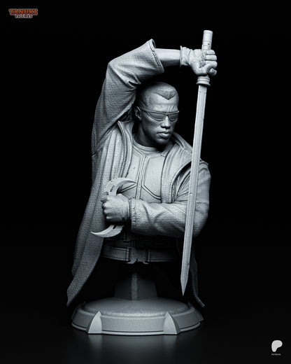 Resin garage kit figure of Vampiric Vampire Hunter by Tattles Told 3D, featuring detailed fan art design and tanuki-themed elements.