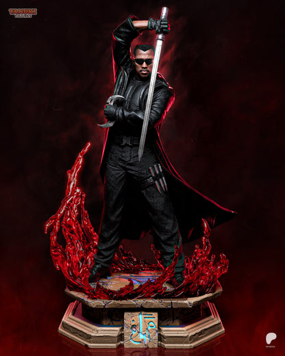 Resin garage kit figure of a vampiric vampire hunter from Tanuki Figures by Tattles Told 3D, showcasing detailed fan art design.