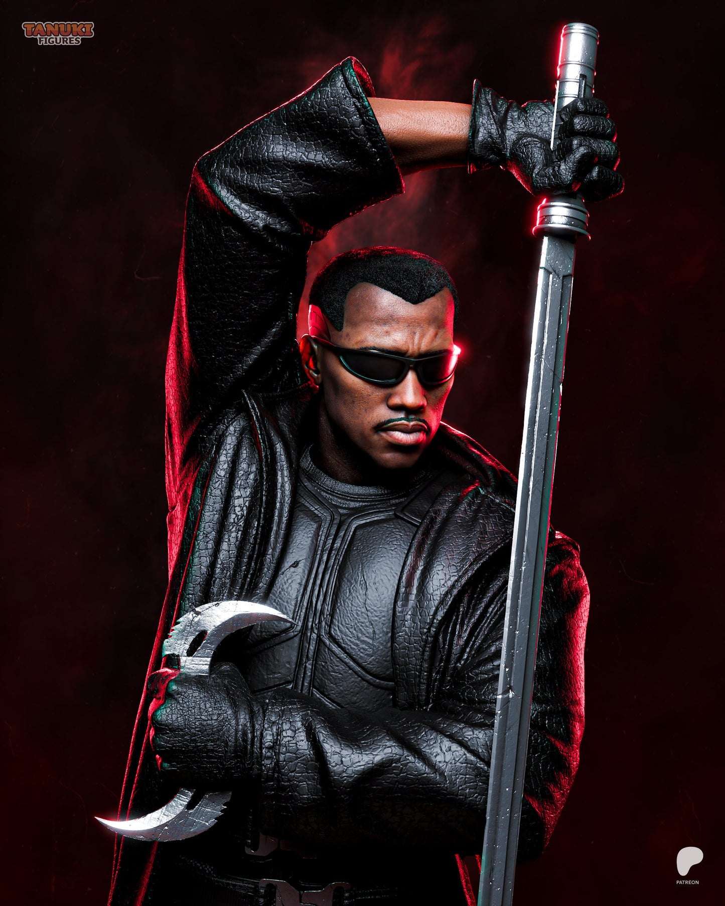 Resin garage kit figure of Vampiric Vampire Hunter by Tattles Told 3D, featuring detailed fan art design with dark, gothic elements.