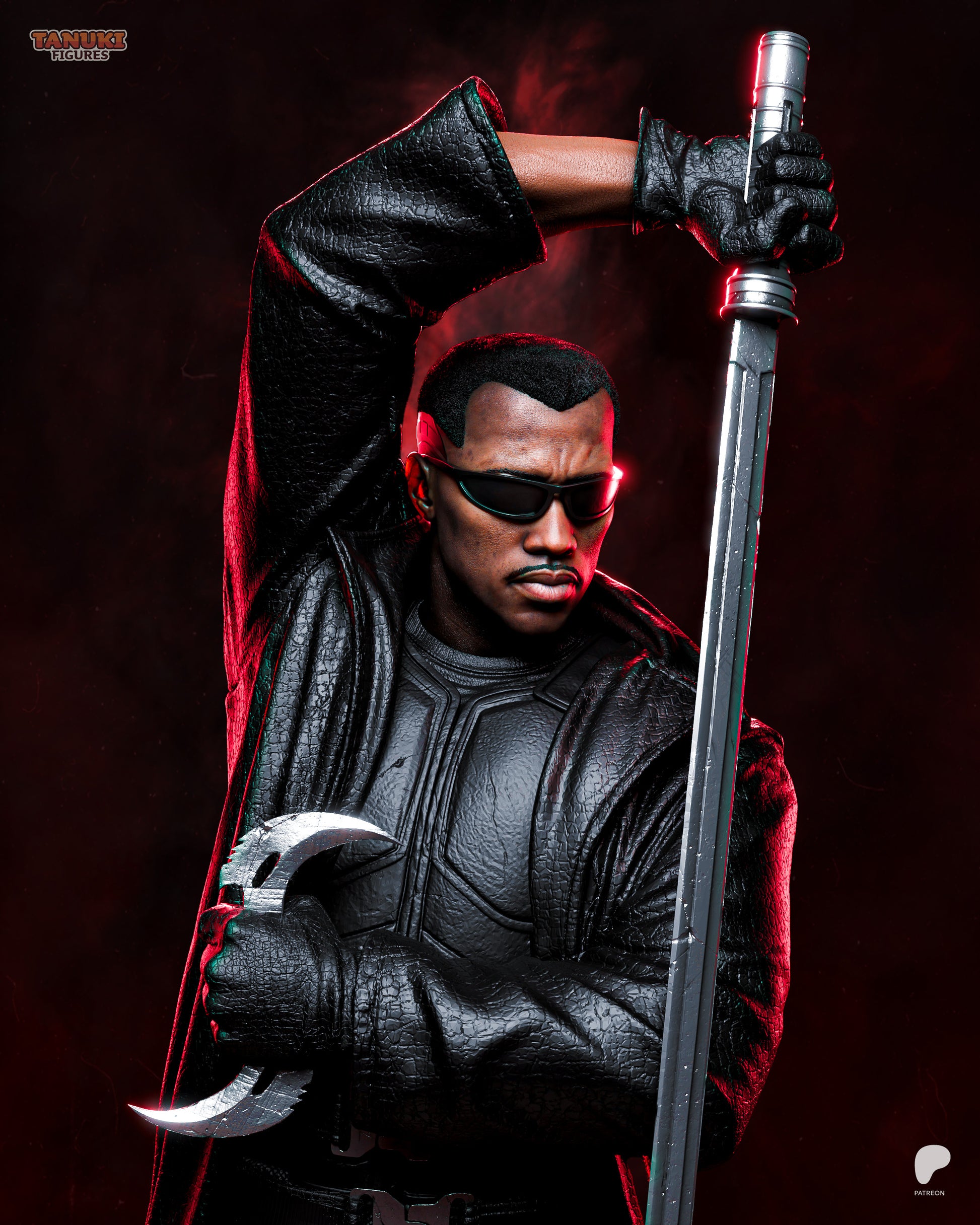 Resin garage kit figure of Vampiric Vampire Hunter by Tattles Told 3D, featuring detailed fan art design with dark, gothic elements.