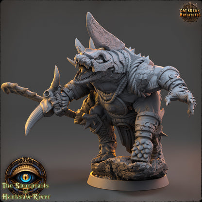 Crocodile Folk - The Sharptails of Hacksaw River | Tabletop or Display Scale | D&D Mini | Daybreak Miniatures