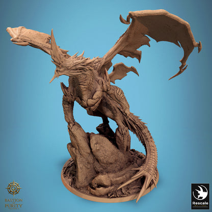 Blue Dragon miniature from Tattles Told 3D's 2024 redesign for D&D tabletop RPG, detailed blue dragon figure.