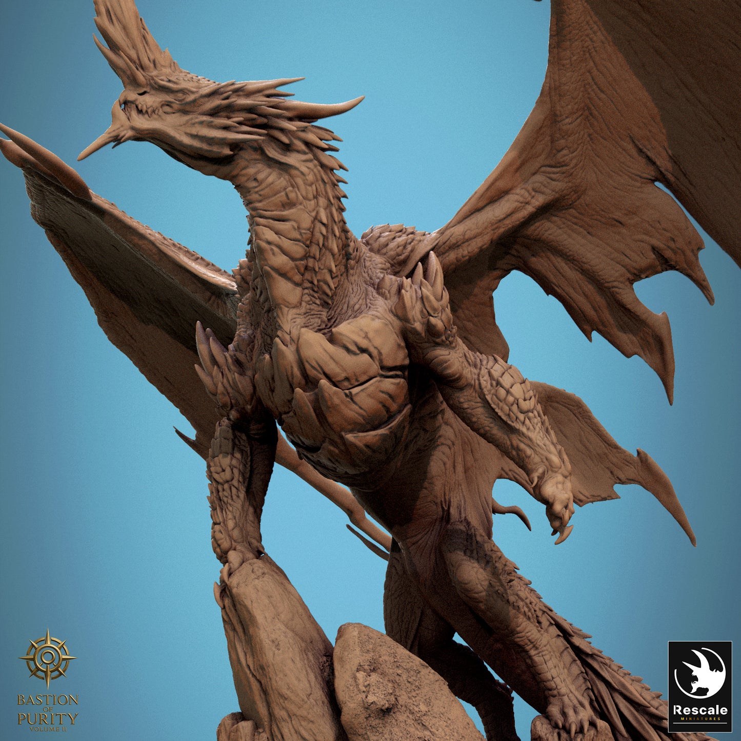 Blue Dragon miniature from Tattles Told 3D's 2024 redesign, featuring detailed blue dragon design for D&D TTRPG gameplay.