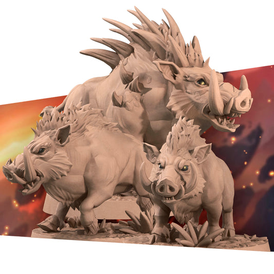 Barrens Boars | D&D TTRPG Miniature | Bite the Bullet