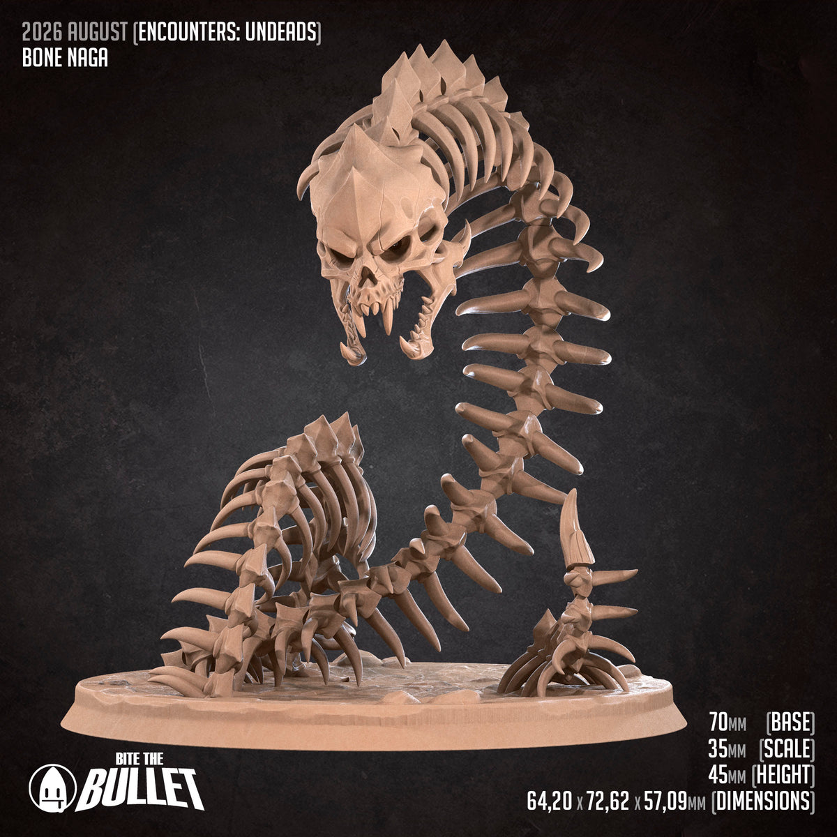 Bone Naga | D&D TTRPG Miniature | Bite the Bullet