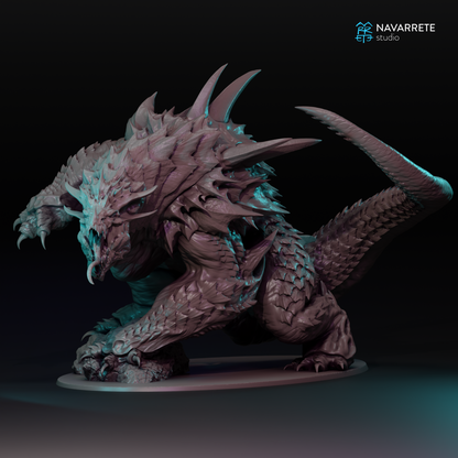 Miniature of Bravhulg, the Worm of Vorgath from Navarrete Studio by Tattles Told 3D, showing detailed fantasy creature design.