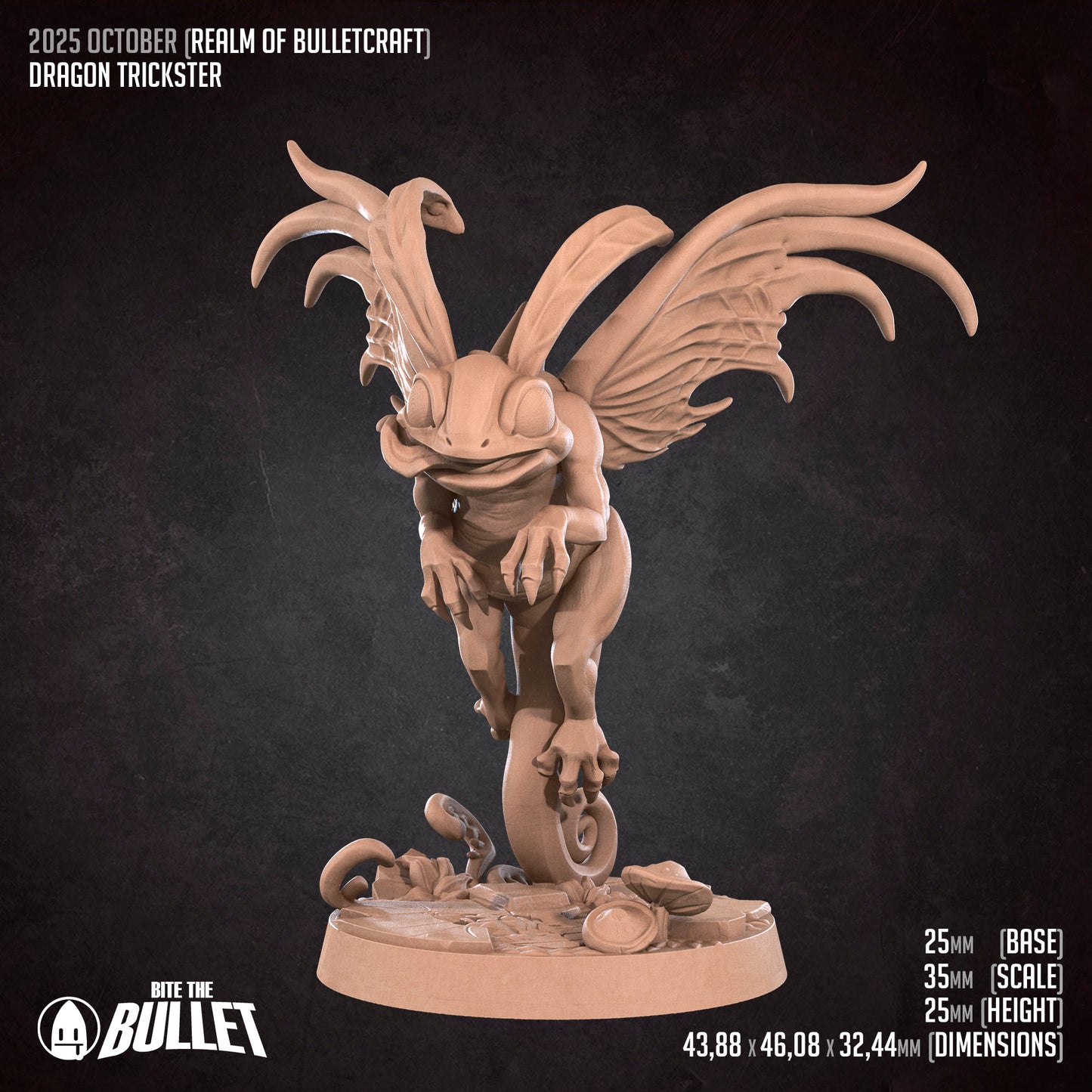 Realm of Bulletcraft, Dragon Trickster | D&D Pathfinder TTRPG Miniature | Bite the Bullet