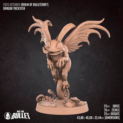 Realm of Bulletcraft, Dragon Trickster | D&D Pathfinder TTRPG Miniature | Bite the Bullet