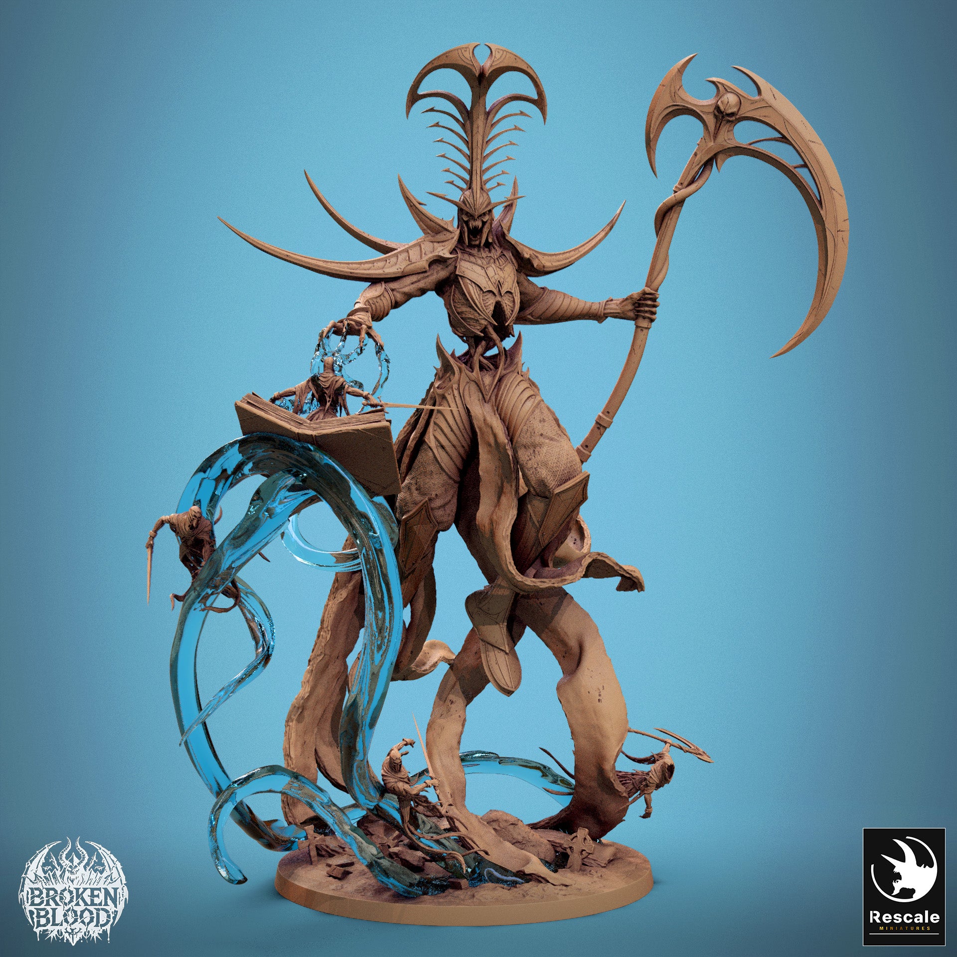Broken Velkaran The Fallen blood-themed TTRPG monster miniature by Tattles Told 3D, detailed resin figure with a dark, menacing appearance.