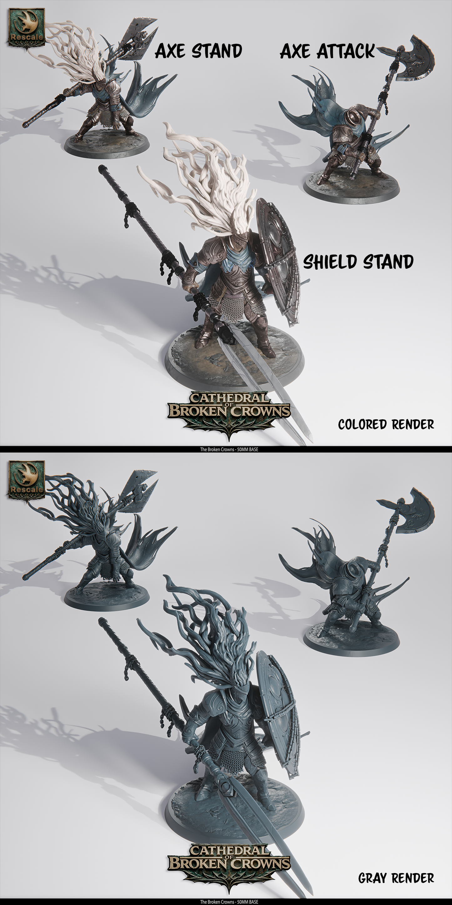 Rescaled D&D TTRPG miniature of the Broken Crown from Cathedral of Broken Crowns by Tattles Told 3D, featuring detailed broken crown design.