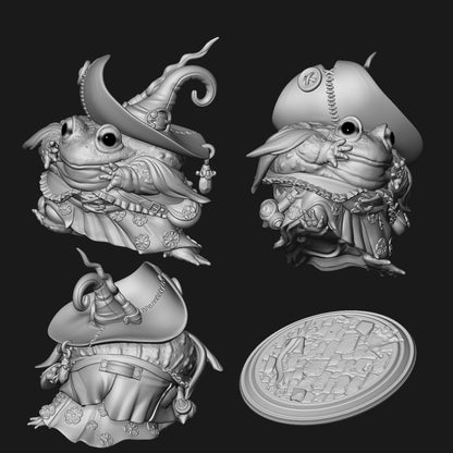Bullfrog Wizardess | Tabletop or Display Scale | D&D Humblewood TTRPG Miniature | Pepunki Creatures