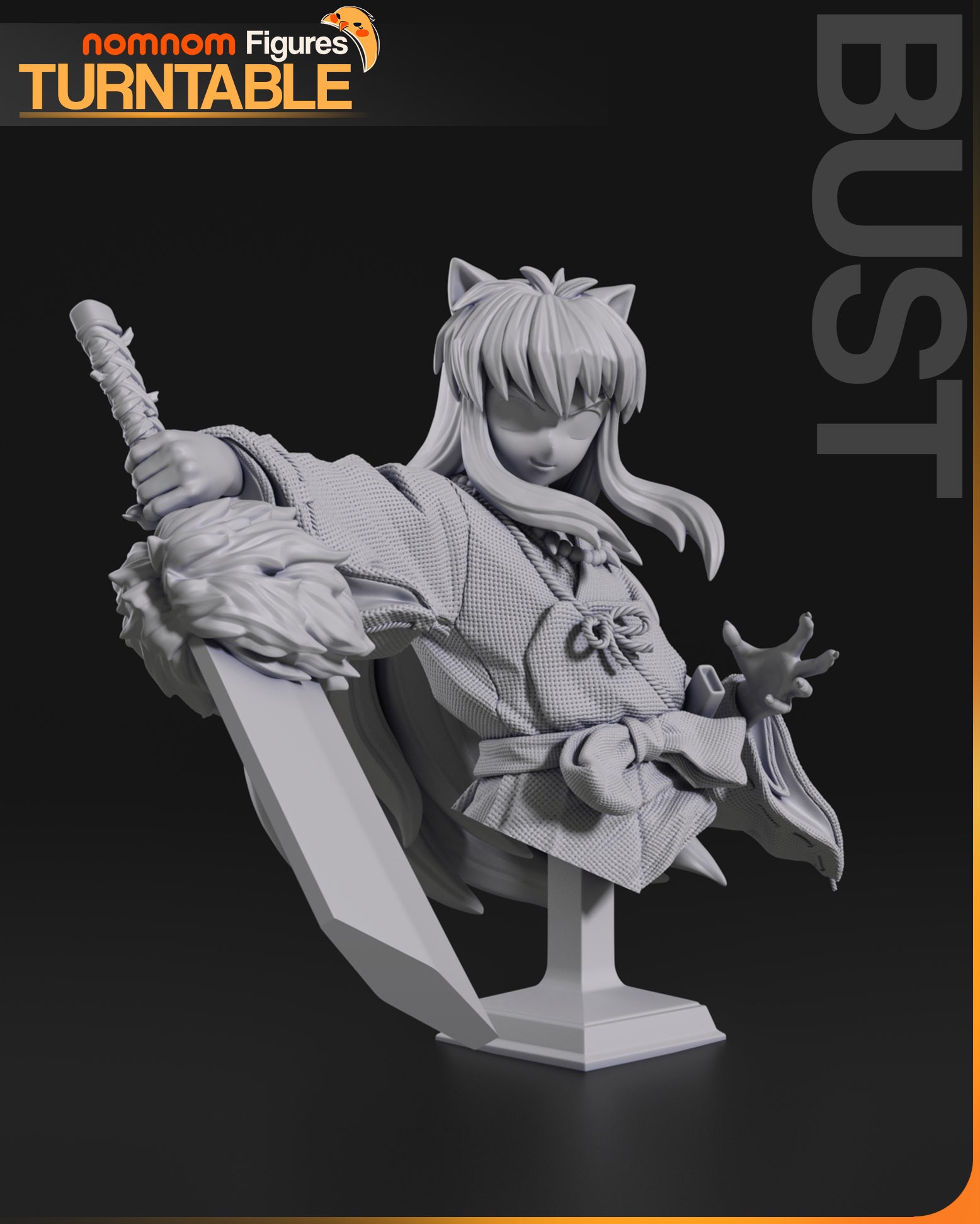 Resin garage kit figure of Half Demon Dog by Tattles Told 3D, featuring detailed fan art bust with demonic features.