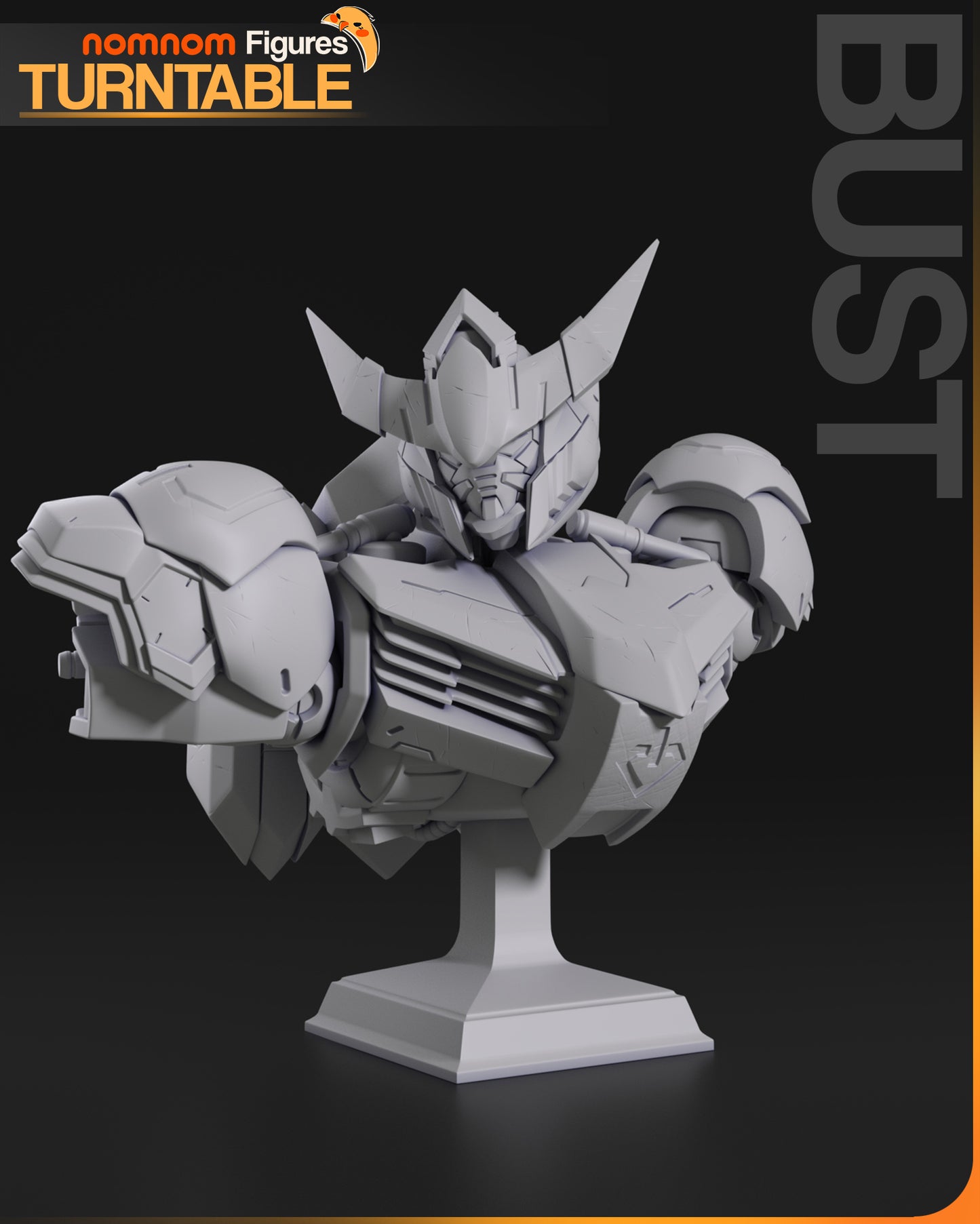 Resin garage kit figure of Savage Iron Warrior by Tattles Told 3D, showing a detailed bust with metallic armor and fierce expression.
