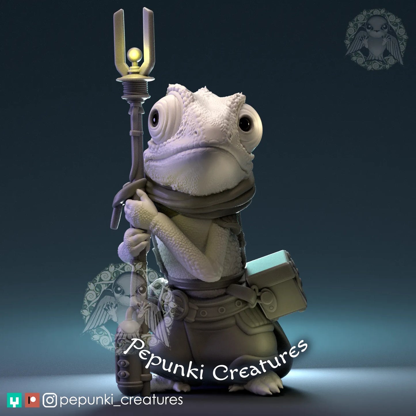 Chameleon Mechanic | Tabletop or Display Scale | D&D Humblewood TTRPG Miniature | Pepunki Creatures