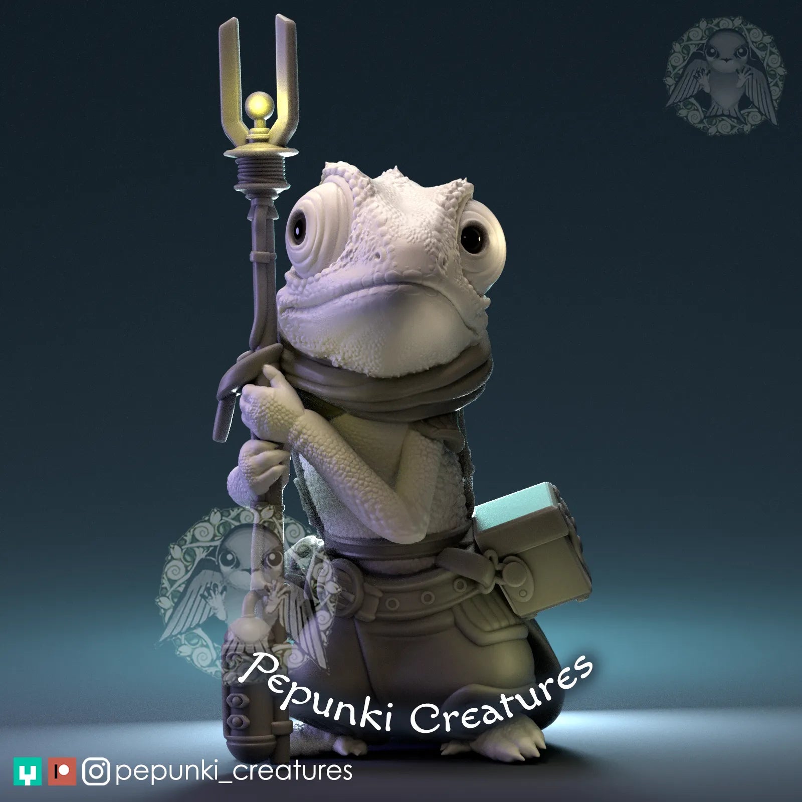 Chameleon Mechanic | Tabletop or Display Scale | D&D Humblewood TTRPG Miniature | Pepunki Creatures
