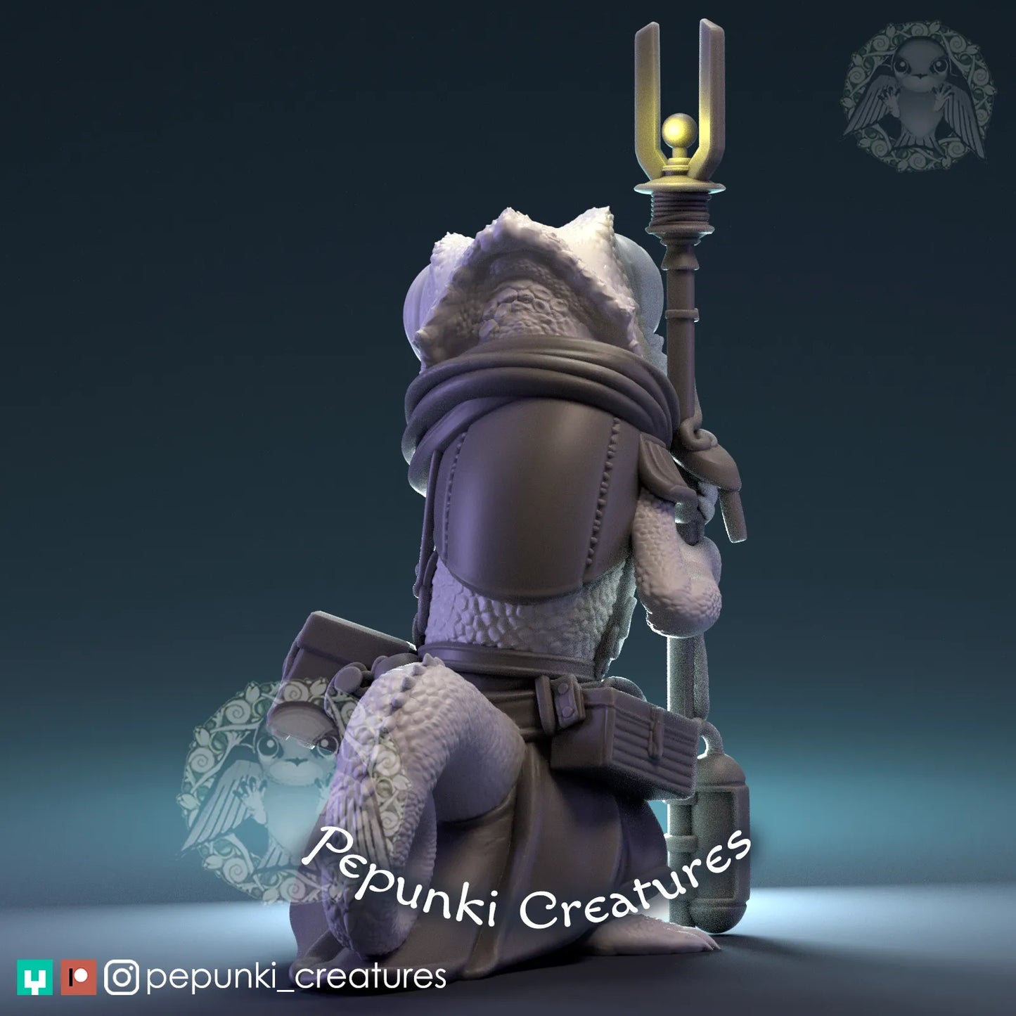 Chameleon Mechanic | Tabletop or Display Scale | D&D Humblewood TTRPG Miniature | Pepunki Creatures