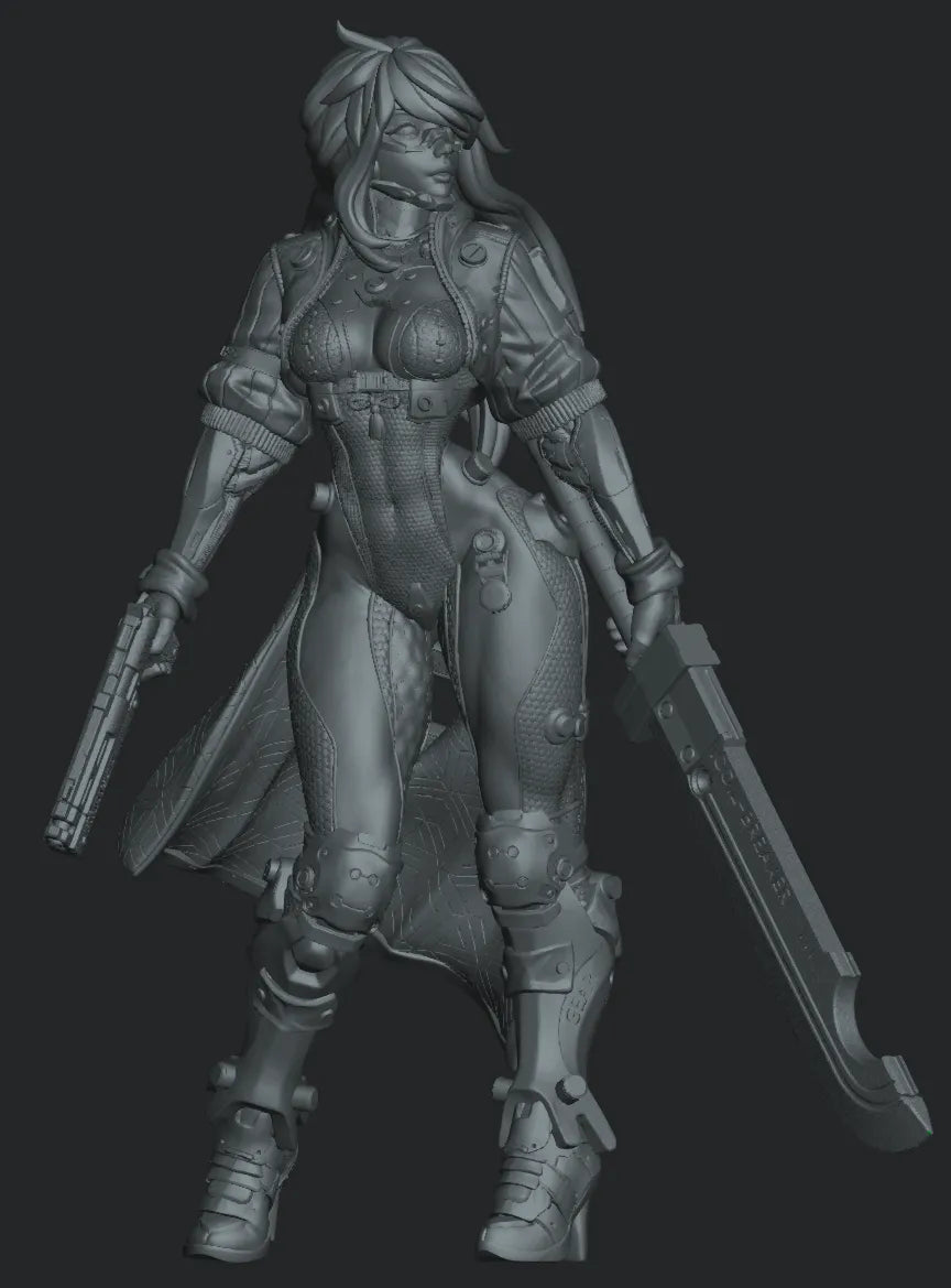 Teska Ai, Cyberpunk Soldier | Pin Up D&D TTRPG Miniature | Hardwitch Games