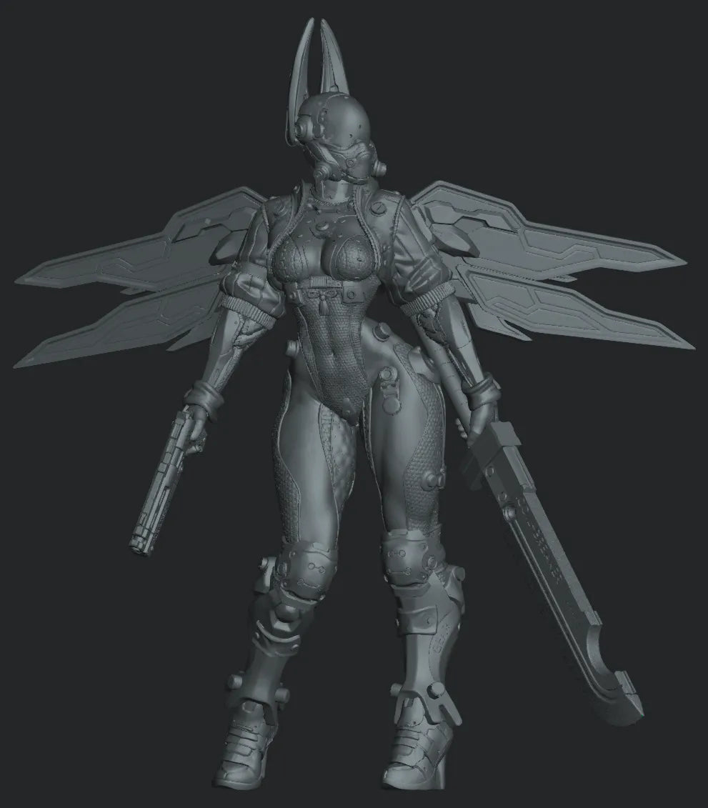 Teska Ai, Cyberpunk Soldier | Pin Up D&D TTRPG Miniature | Hardwitch Games