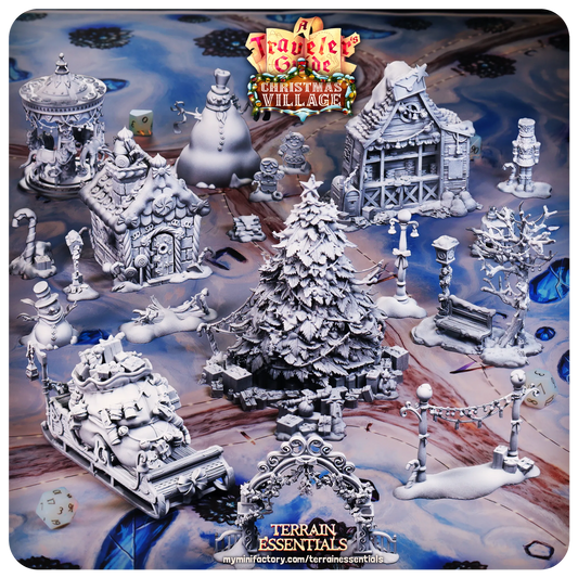 Christmas Xmas Village Set | TTRPG Scatter Diorama Dollhouse Miniature | Terrain Essentials