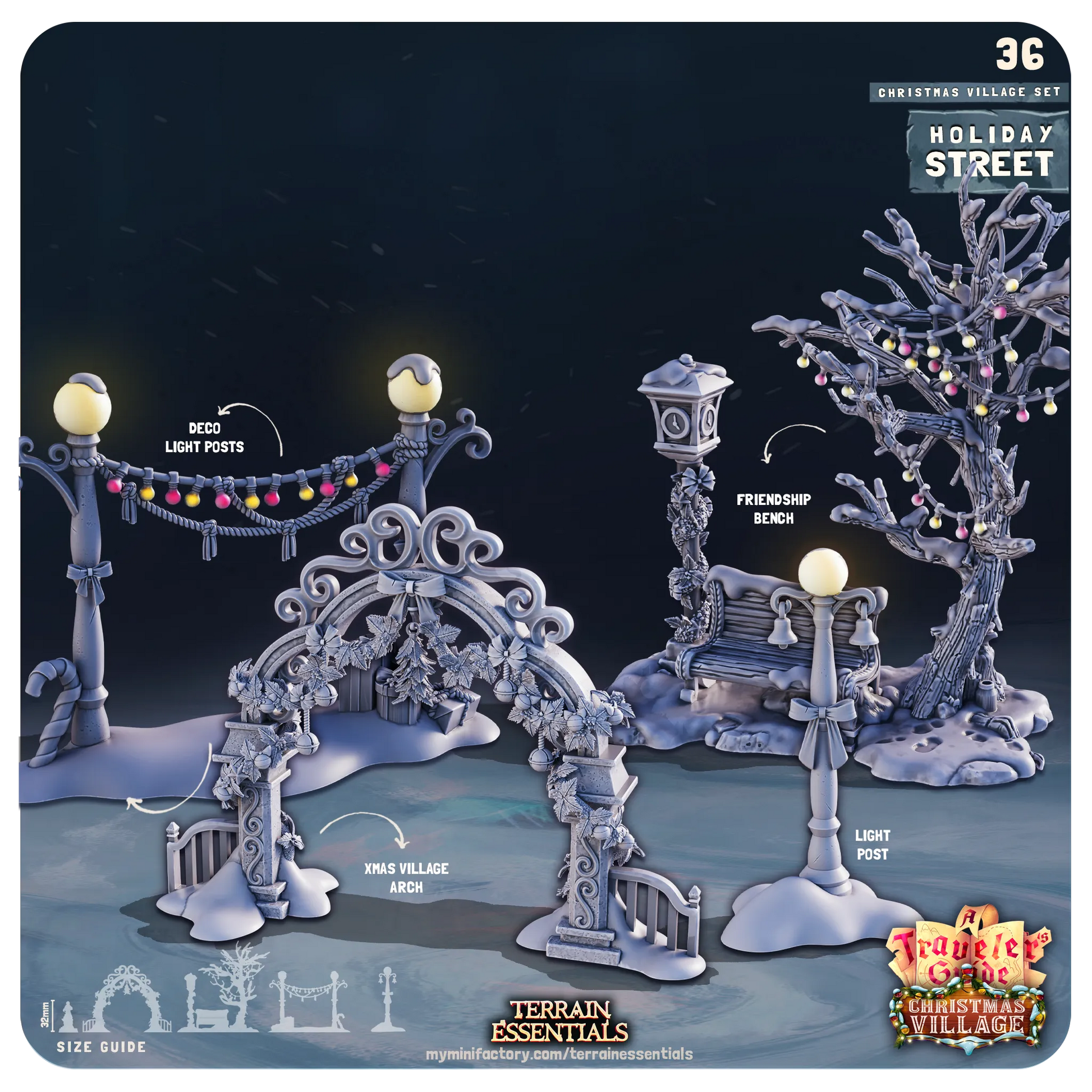 Christmas Xmas Village Set | TTRPG Scatter Diorama Dollhouse Miniature | Terrain Essentials