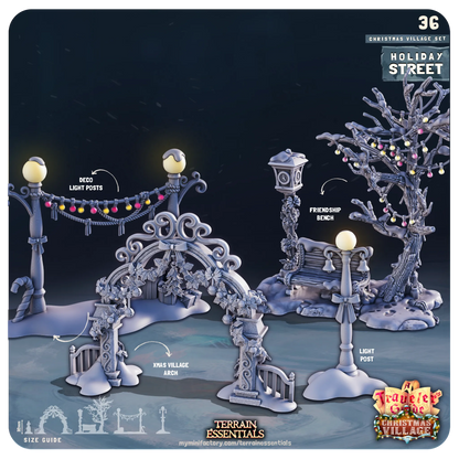 Christmas Xmas Village Set | TTRPG Scatter Diorama Dollhouse Miniature | Terrain Essentials