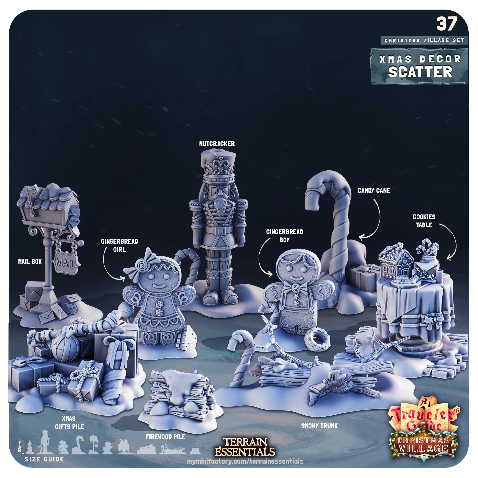 Christmas Xmas Village Set | TTRPG Scatter Diorama Dollhouse Miniature | Terrain Essentials