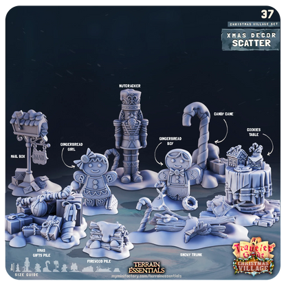 Christmas Xmas Village Set | TTRPG Scatter Diorama Dollhouse Miniature | Terrain Essentials