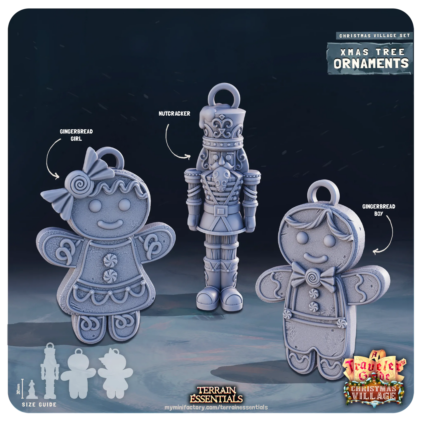 Christmas Xmas Village Set | TTRPG Scatter Diorama Dollhouse Miniature | Terrain Essentials