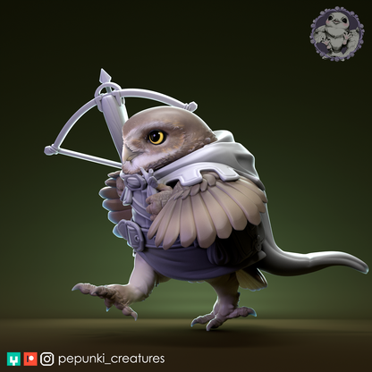 Burrowing Owl Pathfinder | Tabletop or Display Scale | D&D Humblewood TTRPG Miniature | Pepunki Creatures