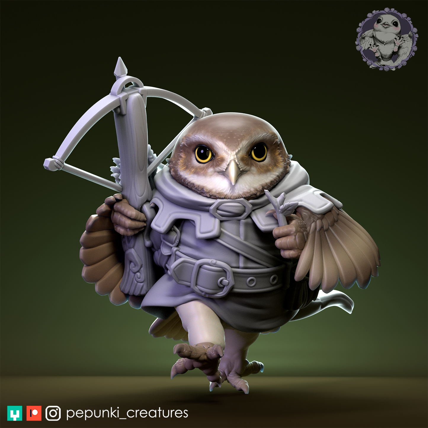 Burrowing Owl Pathfinder | Tabletop or Display Scale | D&D Humblewood TTRPG Miniature | Pepunki Creatures