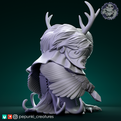 Great Grey Owl Druid | Tabletop or Display Scale | D&D Humblewood TTRPG Miniature | Pepunki Creatures