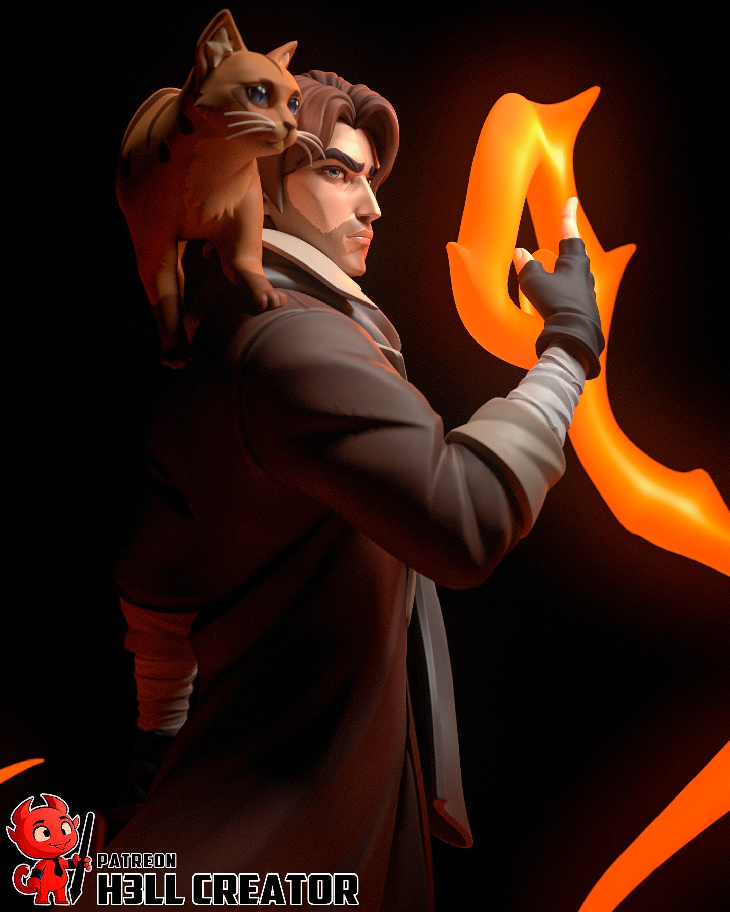 Arcane Fire Mage | Resin Garage Kit Figure Game Fan Art | h3LL creator