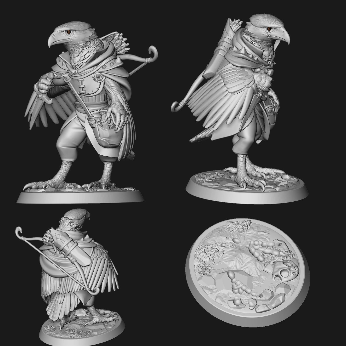 Caracara Eagle Rogue | Tabletop or Display Scale | D&D Humblewood TTRPG Miniature | Pepunki Creatures