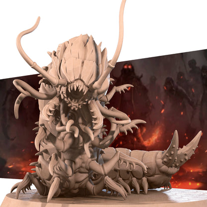 Detailed D&D Carrion Crawler miniature by Tattles Told 3D, featuring a monstrous creature with multiple tentacles and a menacing stance.