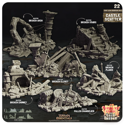 The Lost Castle Set | TTRPG Scatter Diorama Dollhouse Miniature | Terrain Essentials